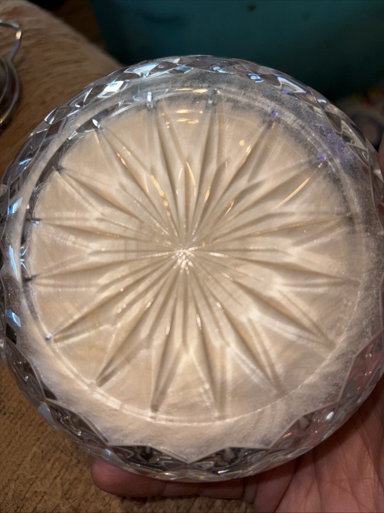 Vintage Crystal Powder Box With Puff