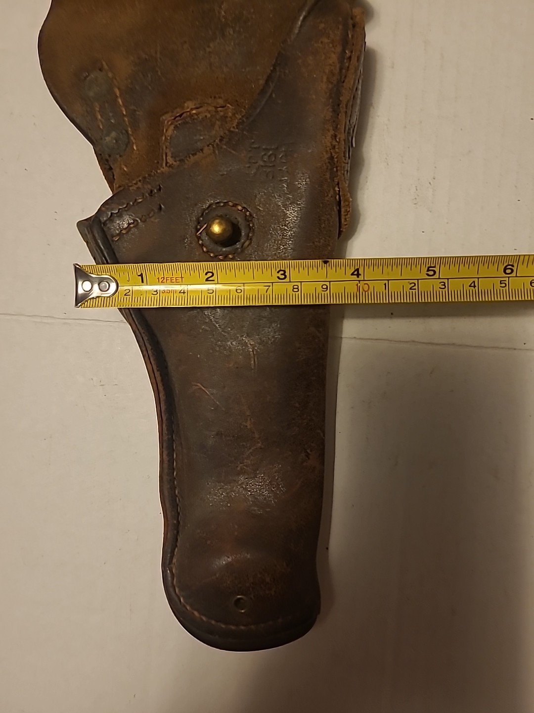 Vintage WWI Era HOYT 1918 JJM Flap Holster Brown Leather 10" L