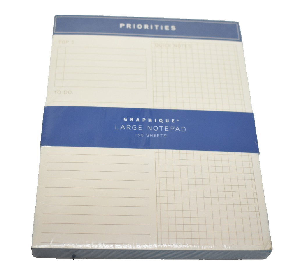Priotities Large Notepad Daily Planner 150 Sheets 6" x 8" Undated  Notes
