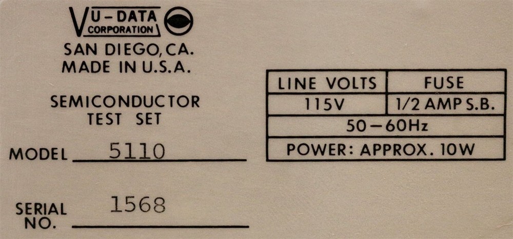 Vu-Data Corporation 5110 Semiconductor Component Tester Test Set