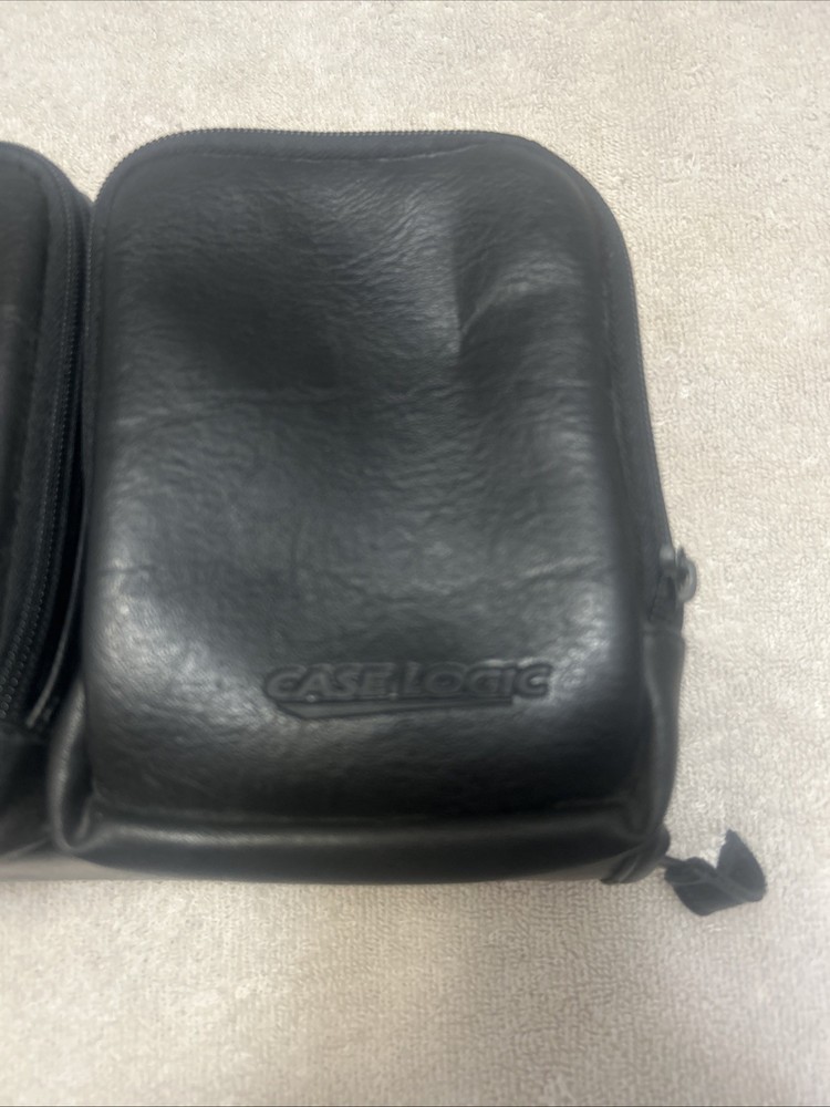 Vintage Faux Leather Case Logic CD Carrying Case Black Multiple Compartment