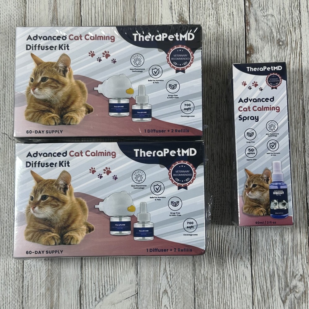 TheraPetMD Advanced Cat Calming Diffuser Kit (2 Pack) & Calming Spray Bundle