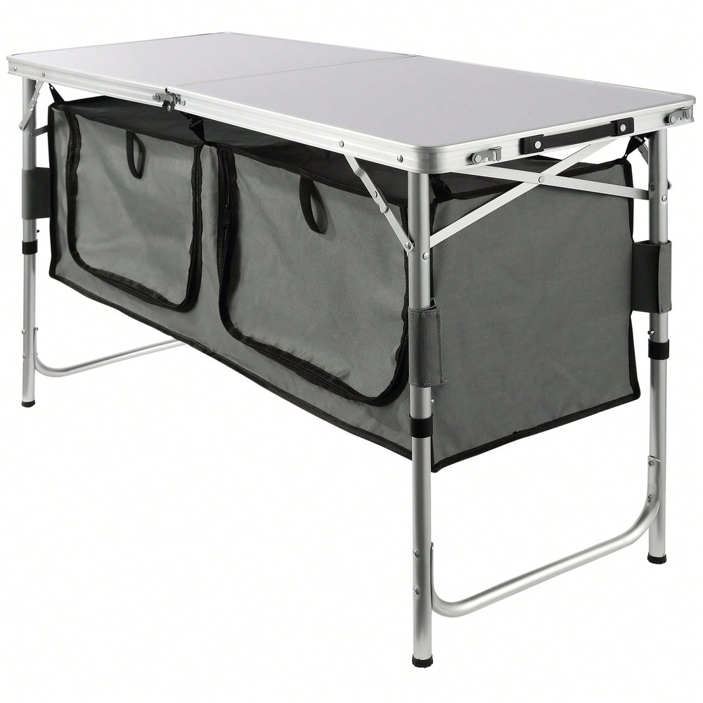 Table, Quick Set-Up Folding Camping Table With A Carrying , 3 Adjustable Heights