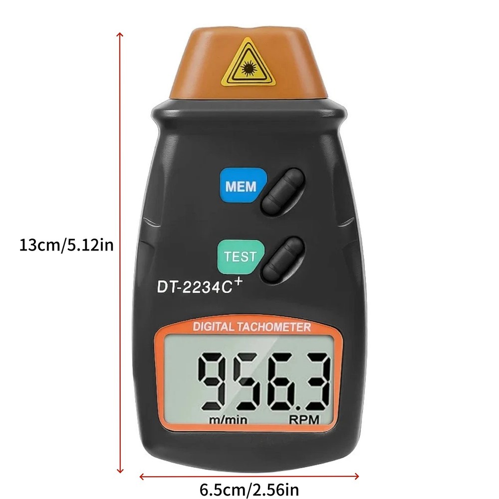 Non Contact Tachometer Digital for Motor RPM with Memory Function LCD Screen