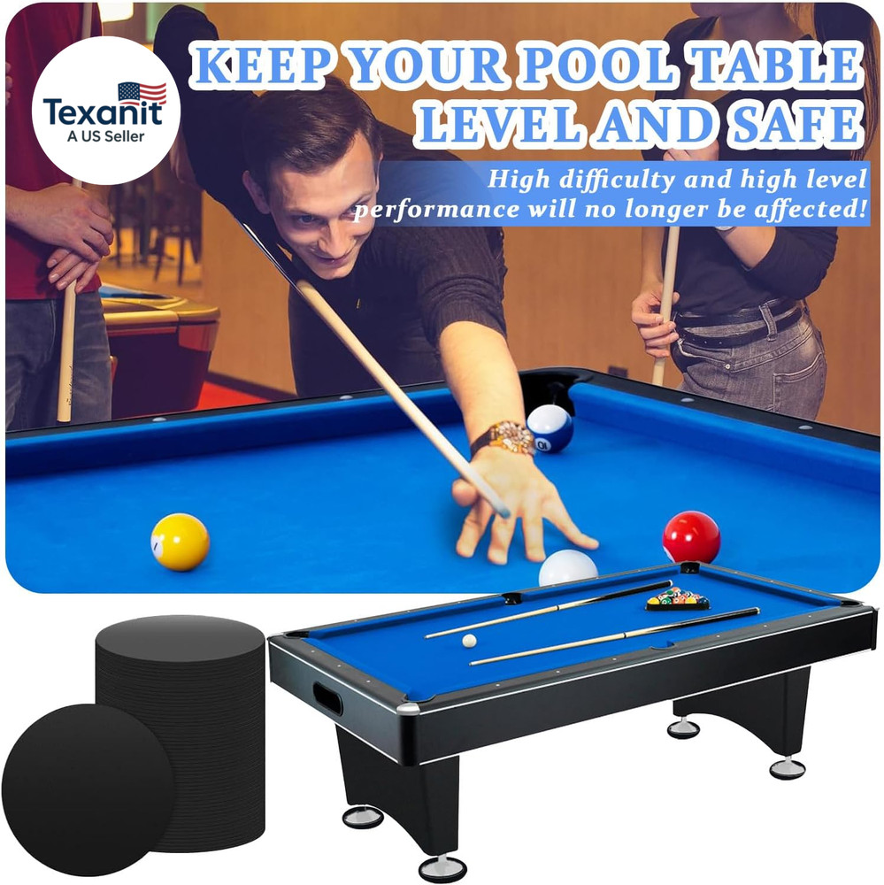 Billiard Pool Table Leg Shims, 3" Diameter Rubber Pool Table Leveling Kit Shims