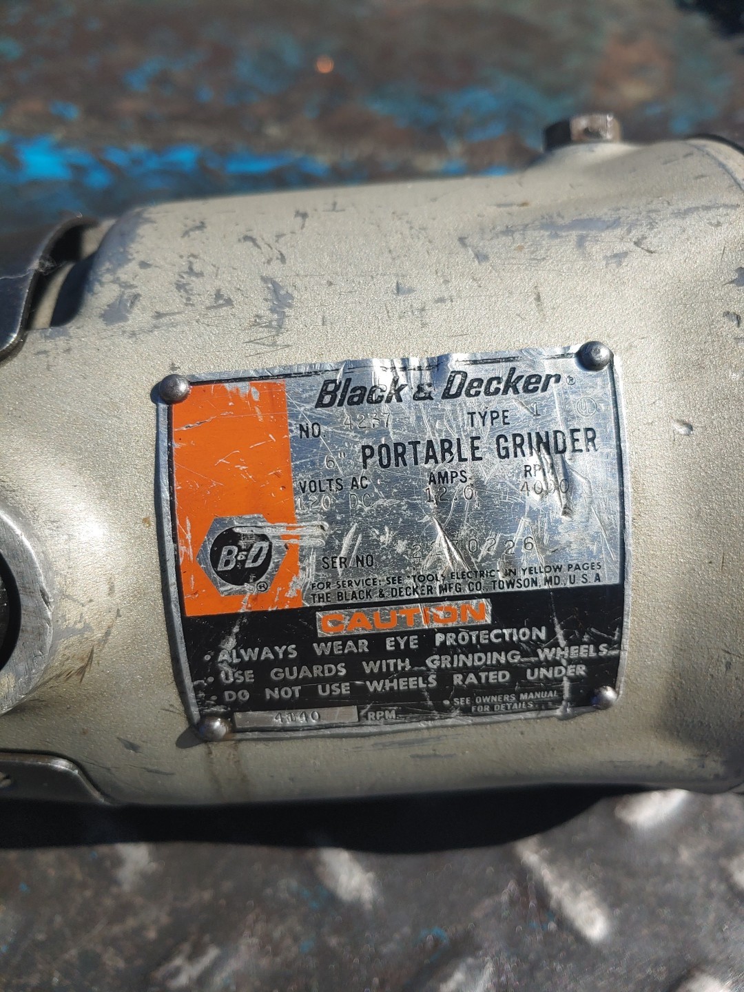 BLACK & DECKER No. 4277, 6" STRAIGHT DIE GRINDER, USA, SERVICED.