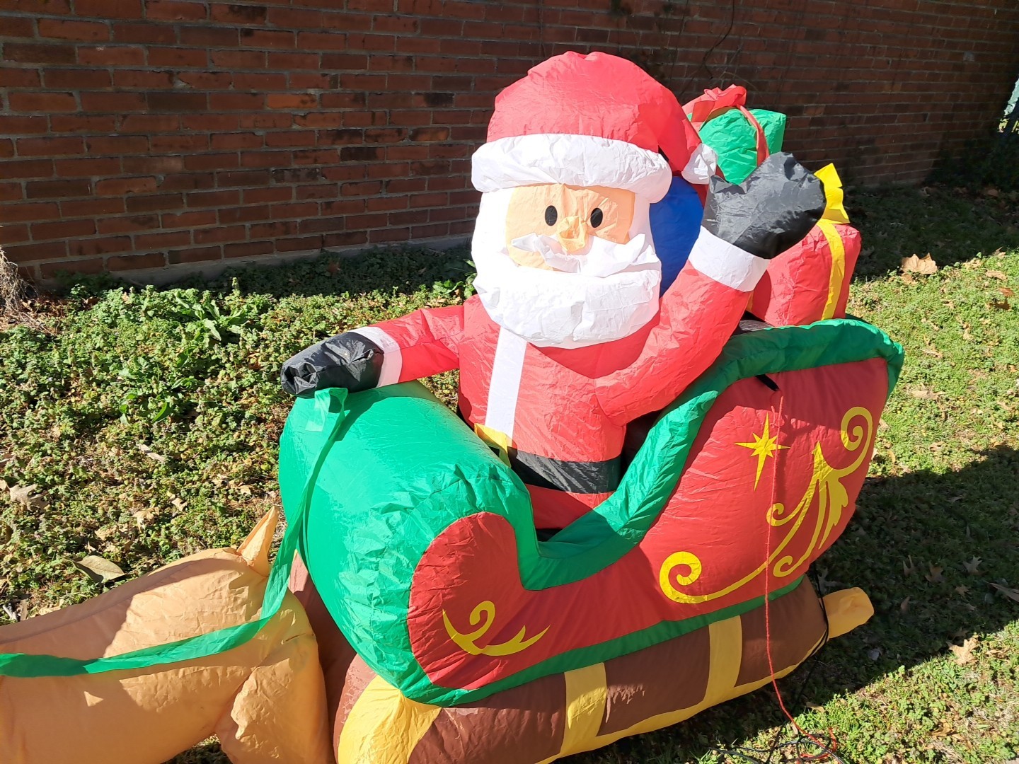 11 Ft Long Christmas LED Inflatable Santa Sleigh Reindeer Yard Lawn Decoration