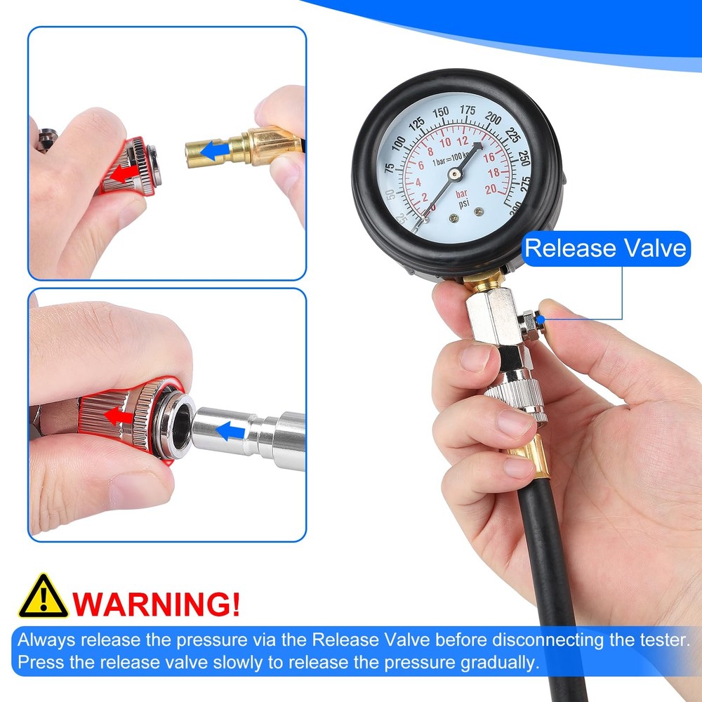 11 Pack Compression Tester Compression Tester for Gasoline Engine 0300 PSI / 02...