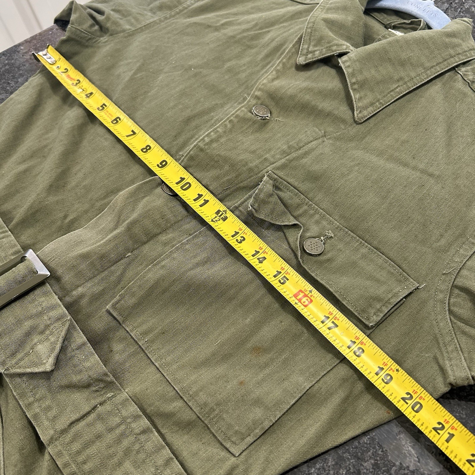 Vintage 1940s WW2 US Army HBT 13 Star Buttons Herringbone Coveralls Jumpsuit 34R