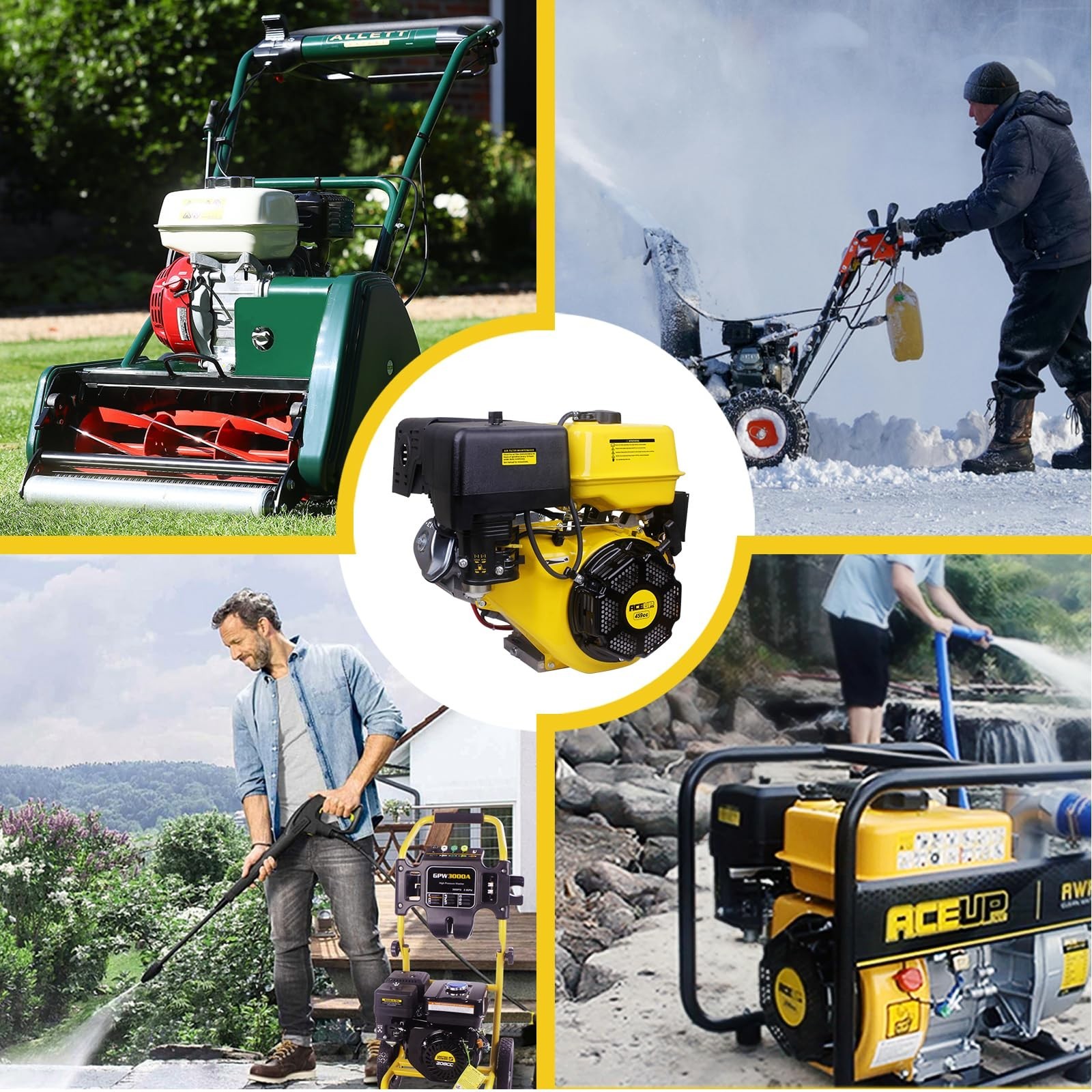 Aceup Energy 18HP 459cc Gas Engine, Horizontal Shaft, Electric Start, 1" OHV