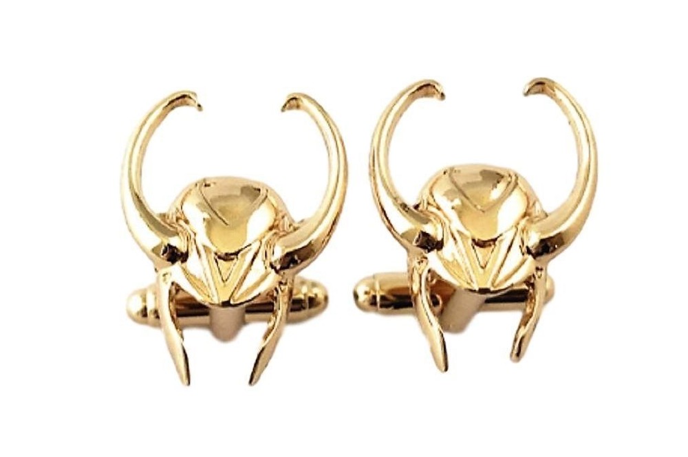 Marvel Comics Loki Helmet 3D Metal Enamel Cuff Links