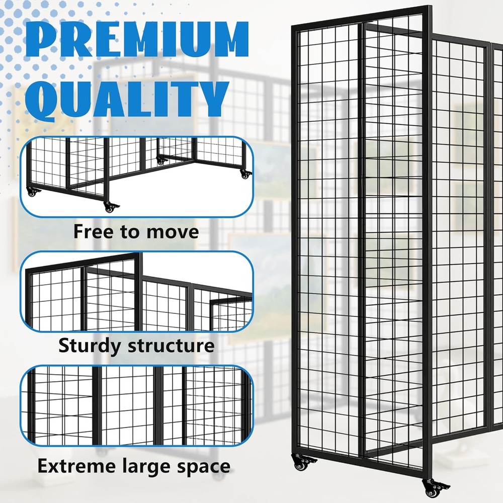 Grid Wall Panels, Grid Wall with Wheels,4x5.5Ft Gridwall Panel Display Stand,Stu