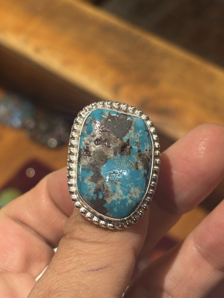 Turquoise Stone Sterling Ring Kevin Hoffman Size 9.3 Won55