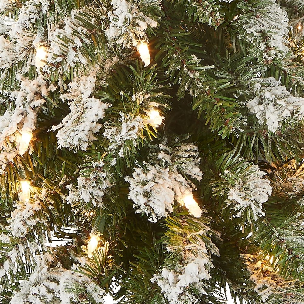 3 ft Pre-Lit Flocked Downswept Forestree Mini Artificial Christmas Tree,50 Cl...