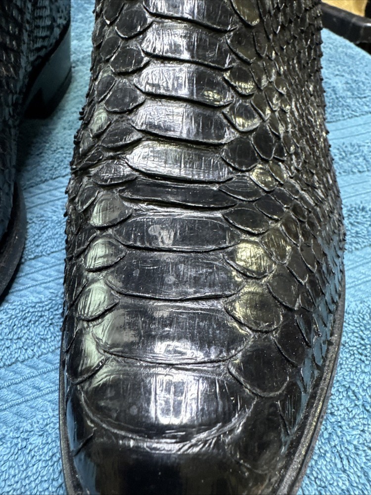 Dan Post Hand Crafted Exotic Black Python Boots Size 11D Leather Upper