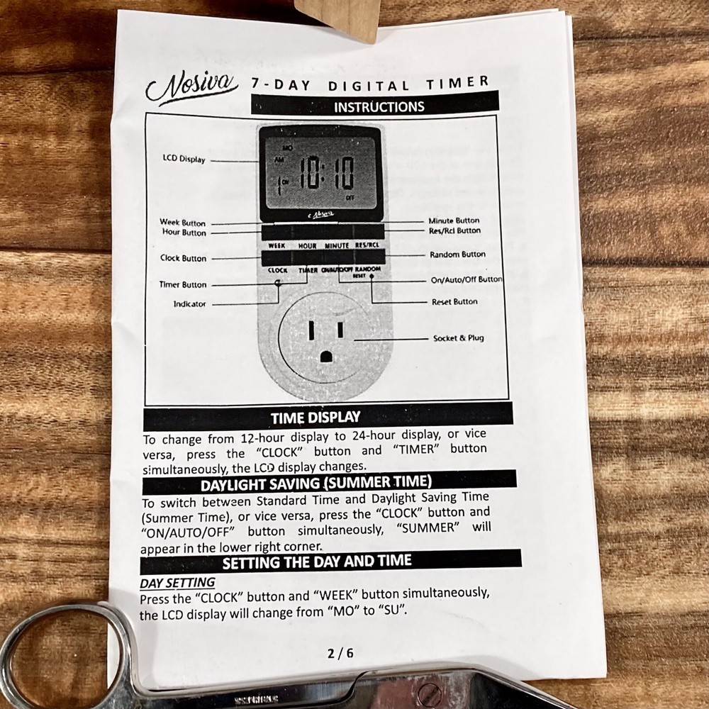 Nosiva 7-Day Digital Programmable Timer Model NDT-01 Energy Efficient New