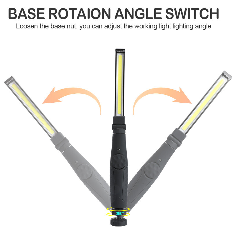 Magnetic Rechargeable COB LED RED Work Light Lamp Flashlight Folding Torch
