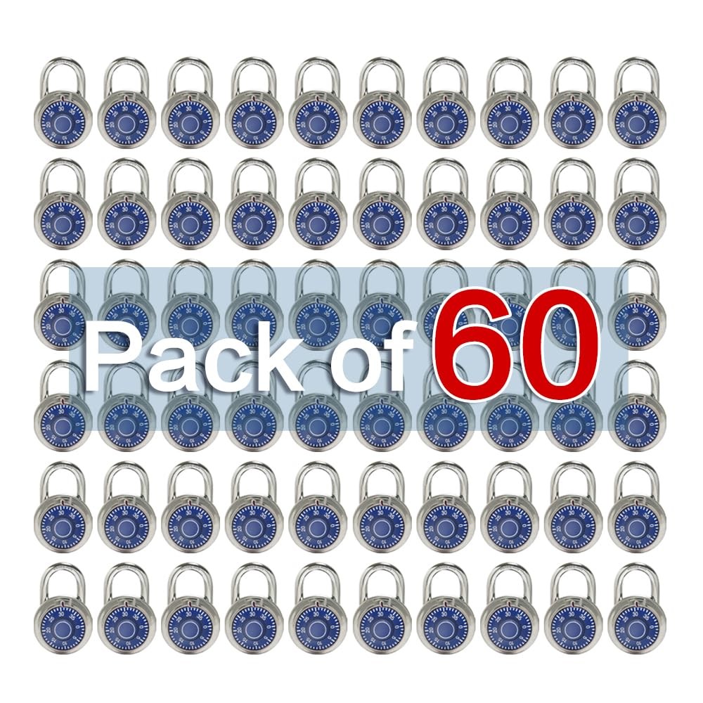 Standard Dial Combination Lock, 2 in. Wide, with Different Combinations, Blue...