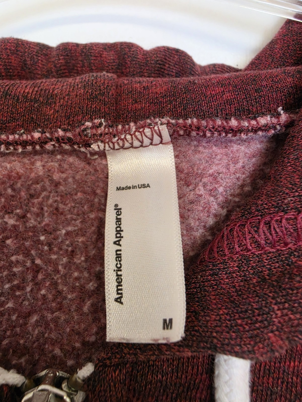 Anerican Apparel Zip Up Hoodie Maroon Medium