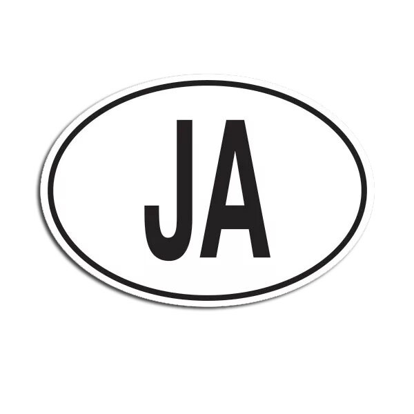 JA Jamaica Country Code Oval Sticker Decal