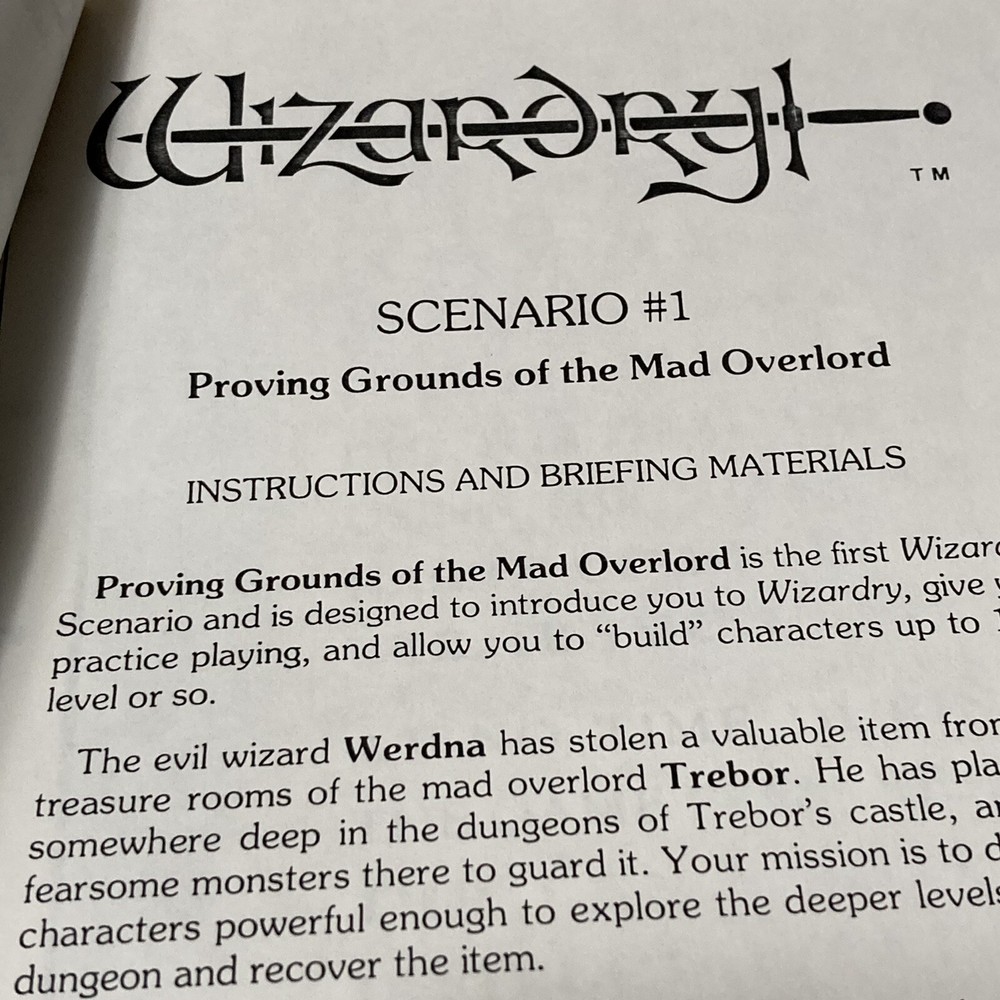 Sir-Tech Computer Game / Wizardry Xeroxed Booklet (IBM PC)