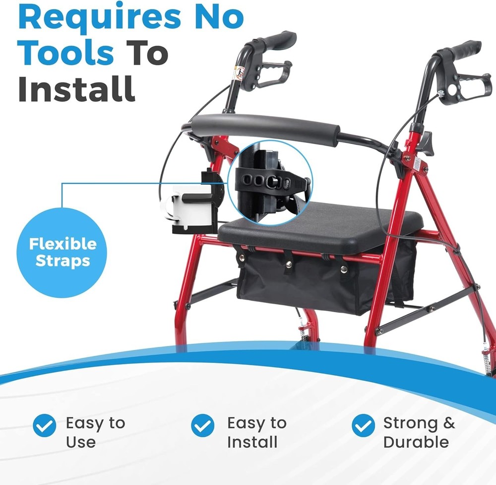 2 Pack Removable Drink Holders for Wheelchairs - Easy Install & Foldable Design