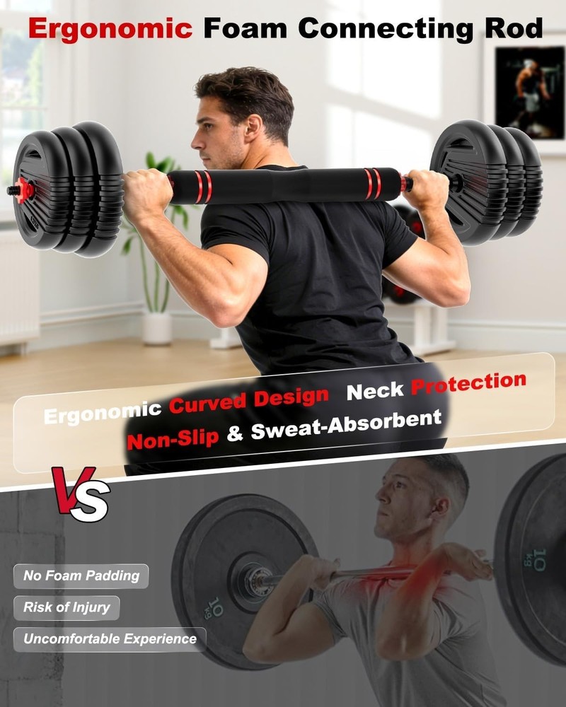 Adjustable Dumbbells Set with Connector, 90lbs