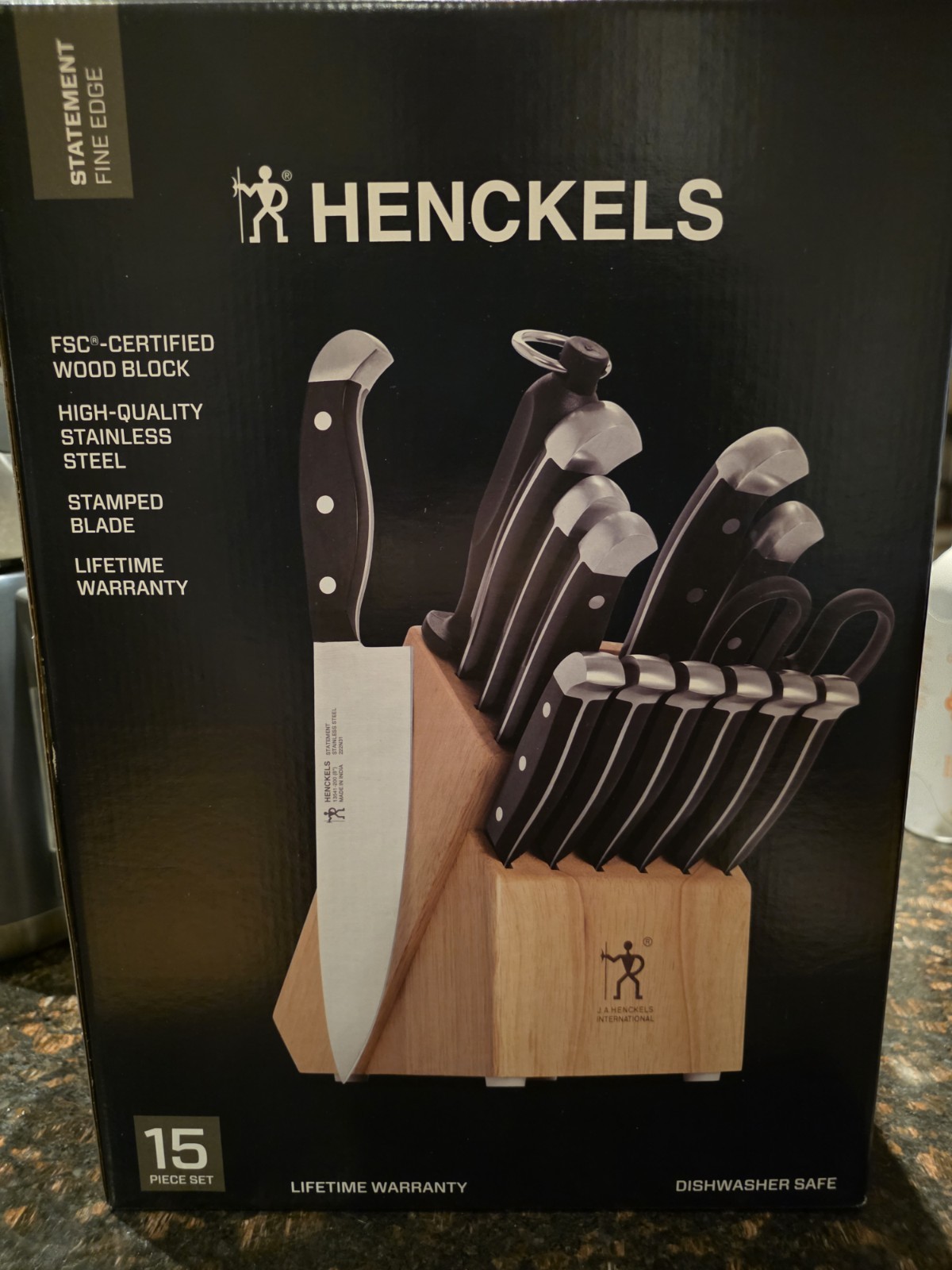 HENCKELS Premium Quality Statement Fine Edge 15-Piece Knife Set with Block