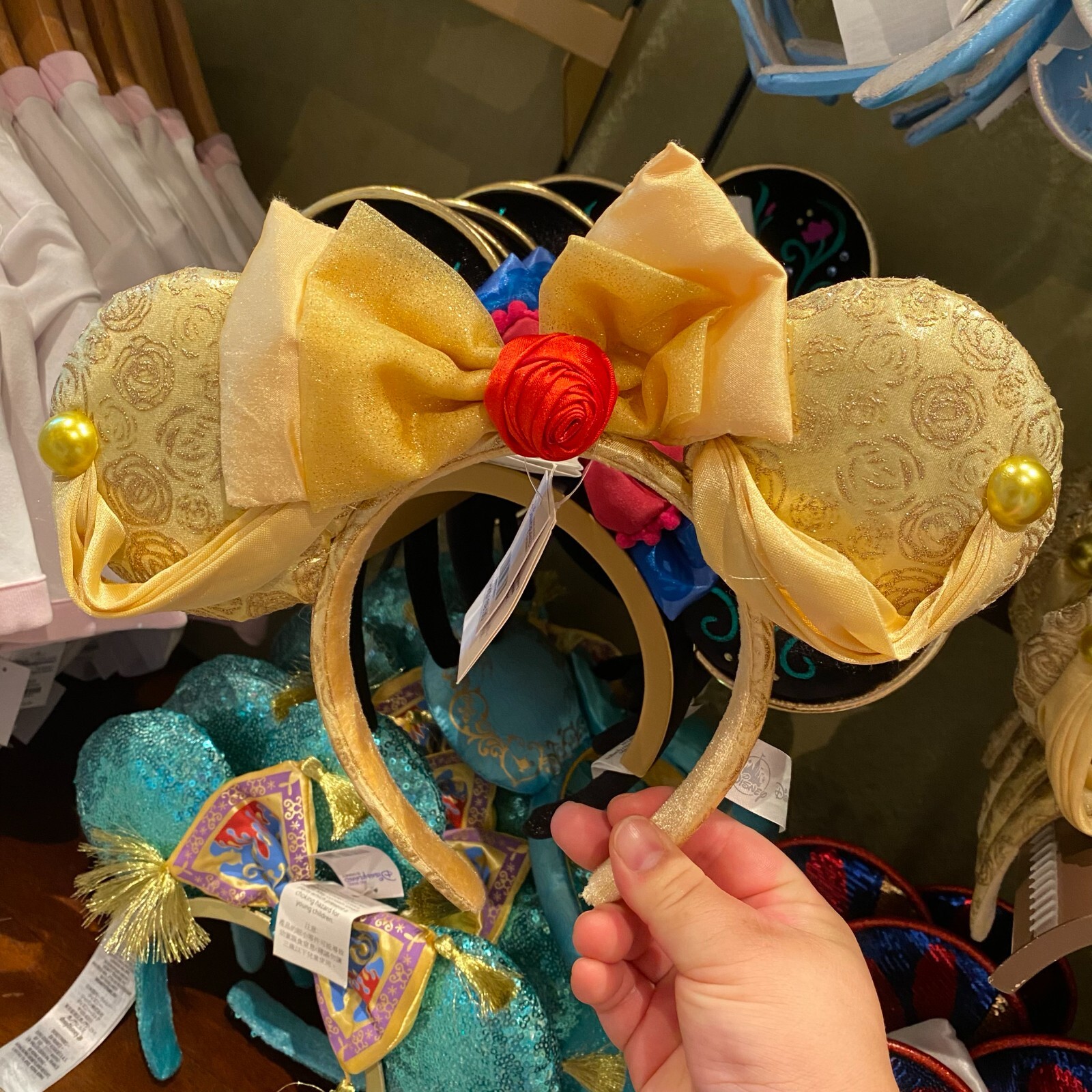 Disney Parks Beauty and the Beast Belle Minnie Mouse Ears Bow Headband