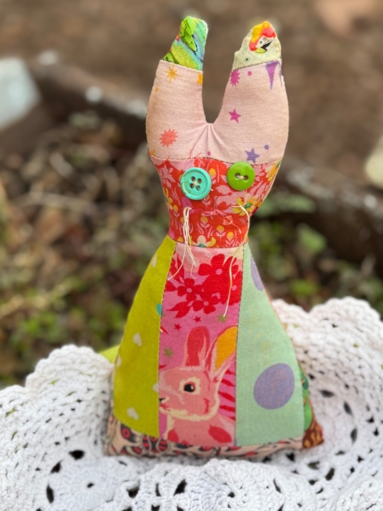 Handmade Bunny Doll, Primitive Handmade Rabbit, Farmhouse Easter Decor, Easter