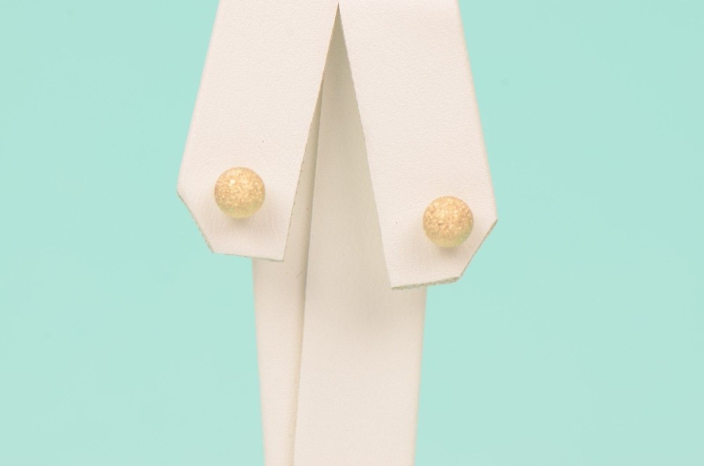 14k Yellow Solid Gold Laser Cut Ball Stud Earrings