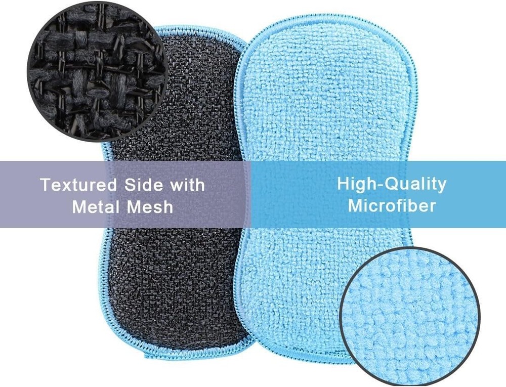 6 Pack Multi-Purpose Scrub Sponges Kitchen, Dish Sponge, Non-Scratch Microfiber