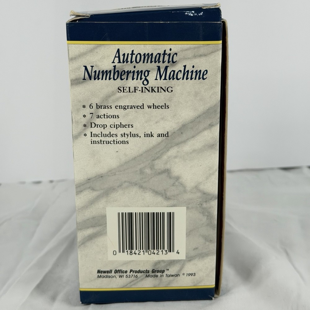 Vintage Rogers Automatic Numbering Machine Self Inking Original Box