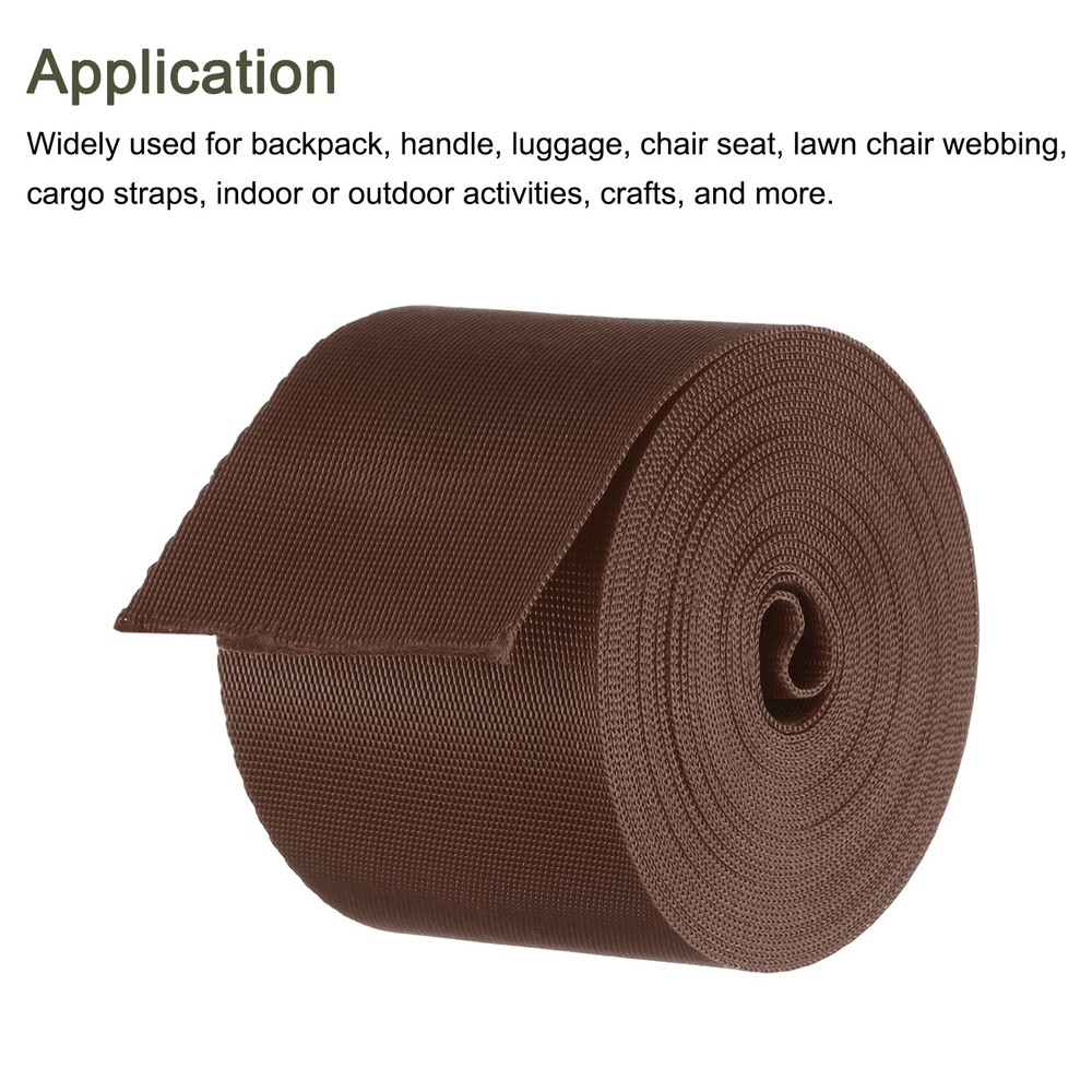 Flat Nylon Webbing Strap 2 Inch 5 Yards Brown for Backpack
