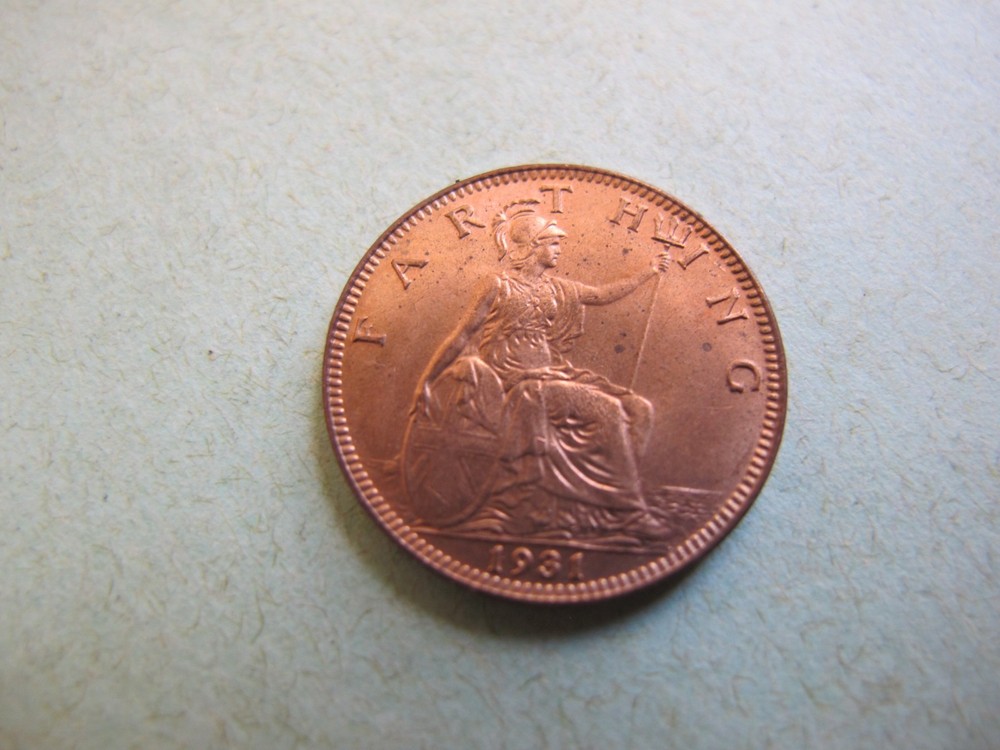 KGV 1931 GB Farthing almost uncirculated