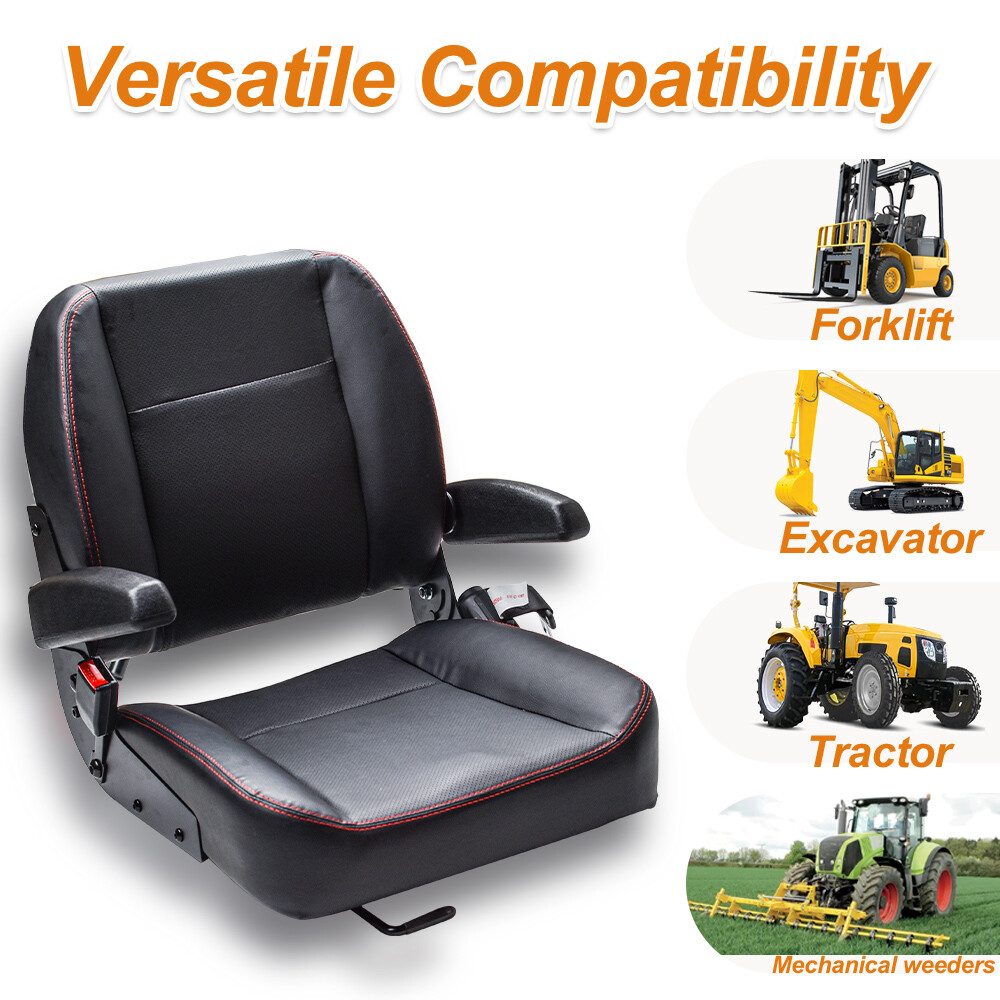 Universal Forklift Excavator Tractor Mower Seat with Armrest Safety Belt