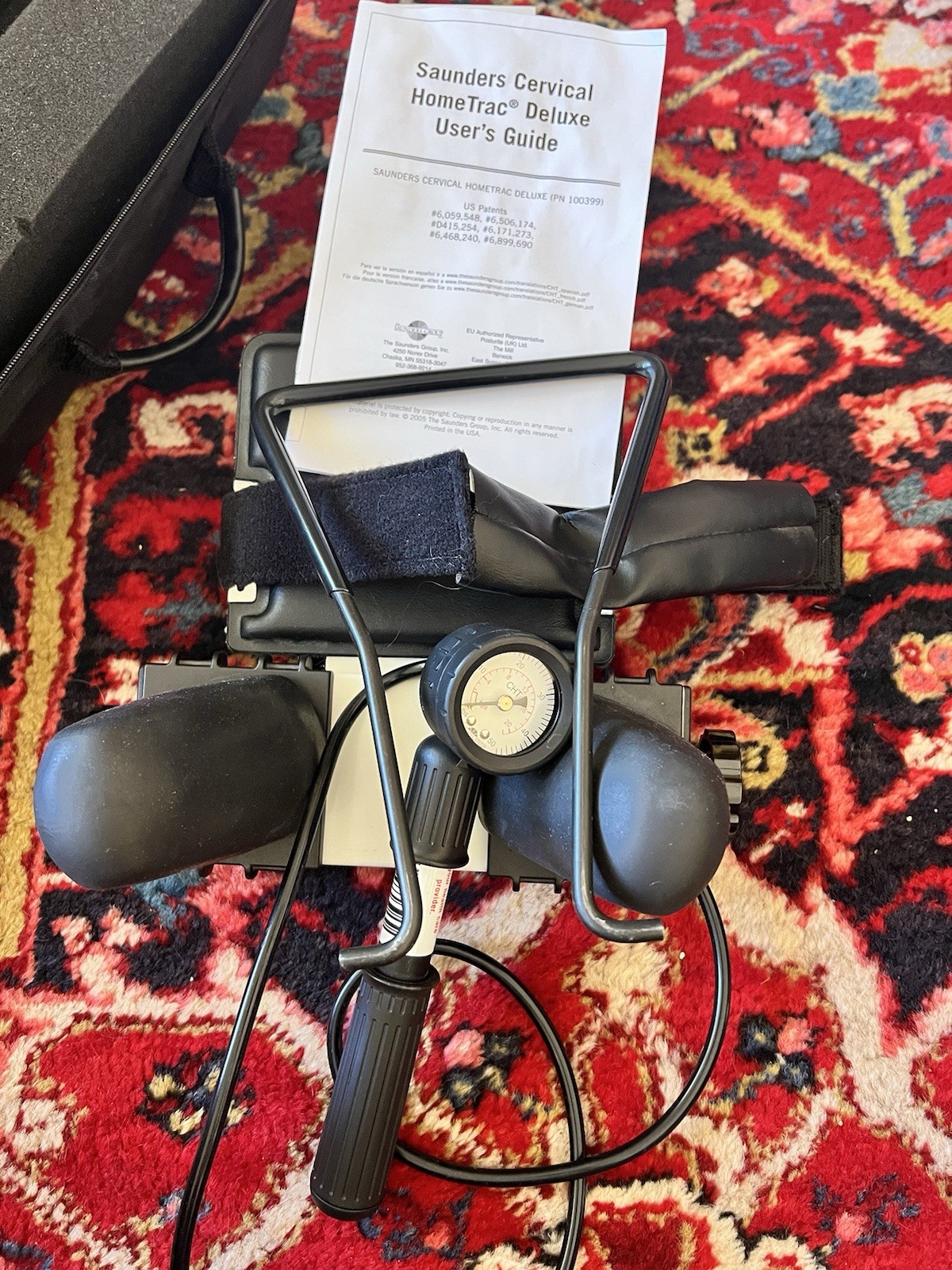 Saunder Cervical Neck Traction Home Trac Deluxe Device w/ Travel Case