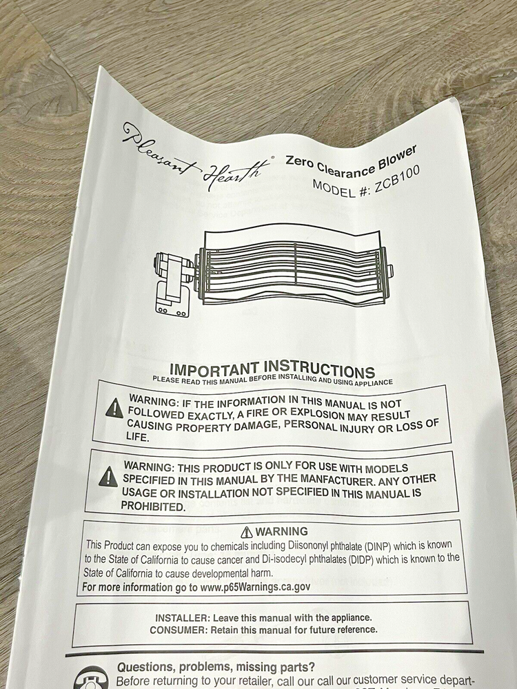 Pleasant Hearth Zero Clearance Firebox Circulating Blower ZCB100