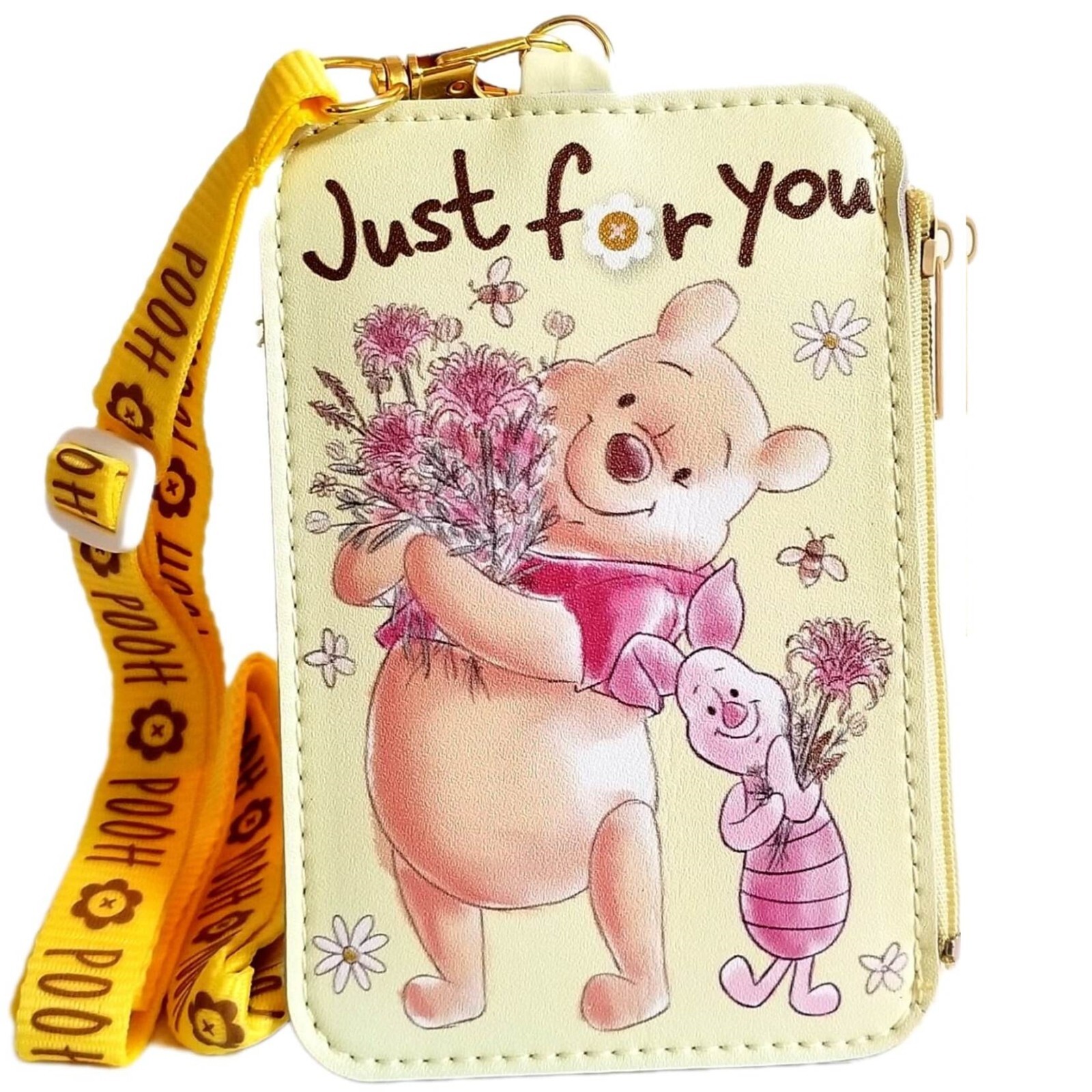 Winnie The Pooh Coin Badge Card Holder Pouch Bag Lanyard Pass Case Wallet Purse