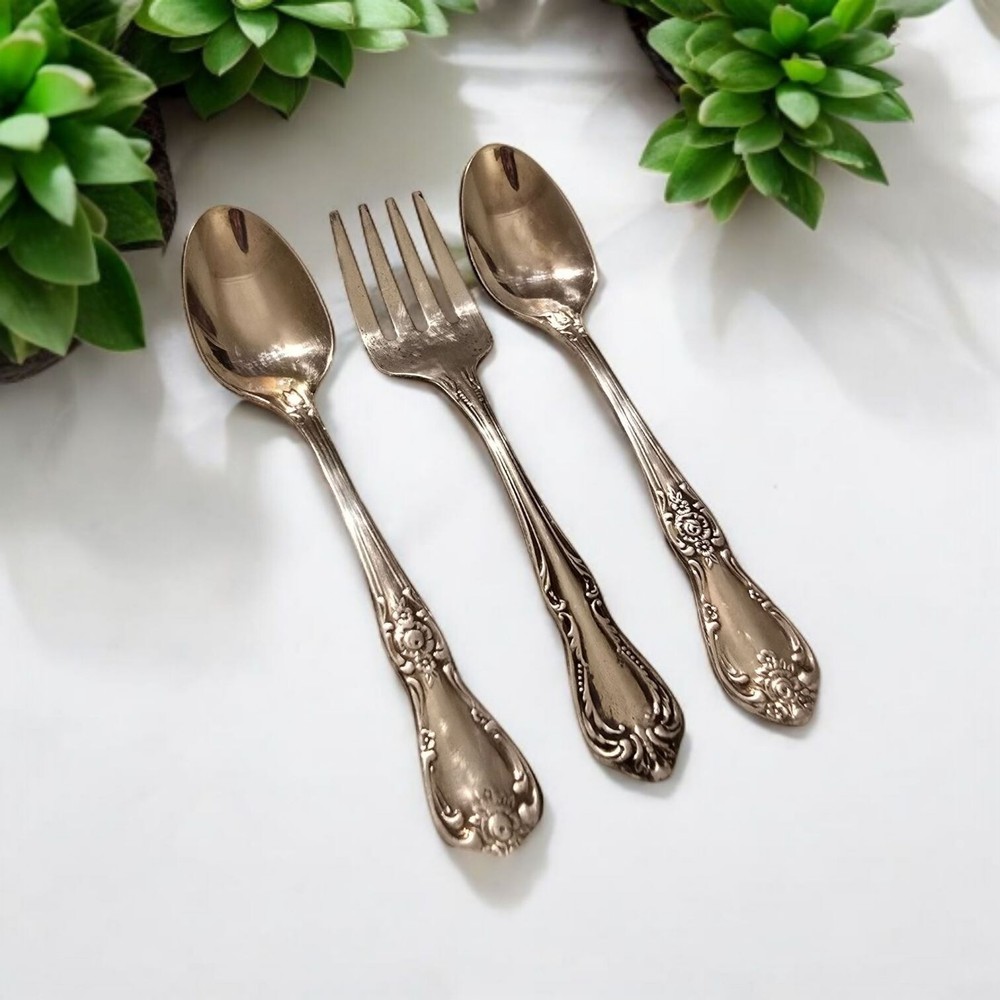 Oneida Silver Plate Child Fork 2 Spoons (Chalice Harmony Vanessa Francesca) (U8)