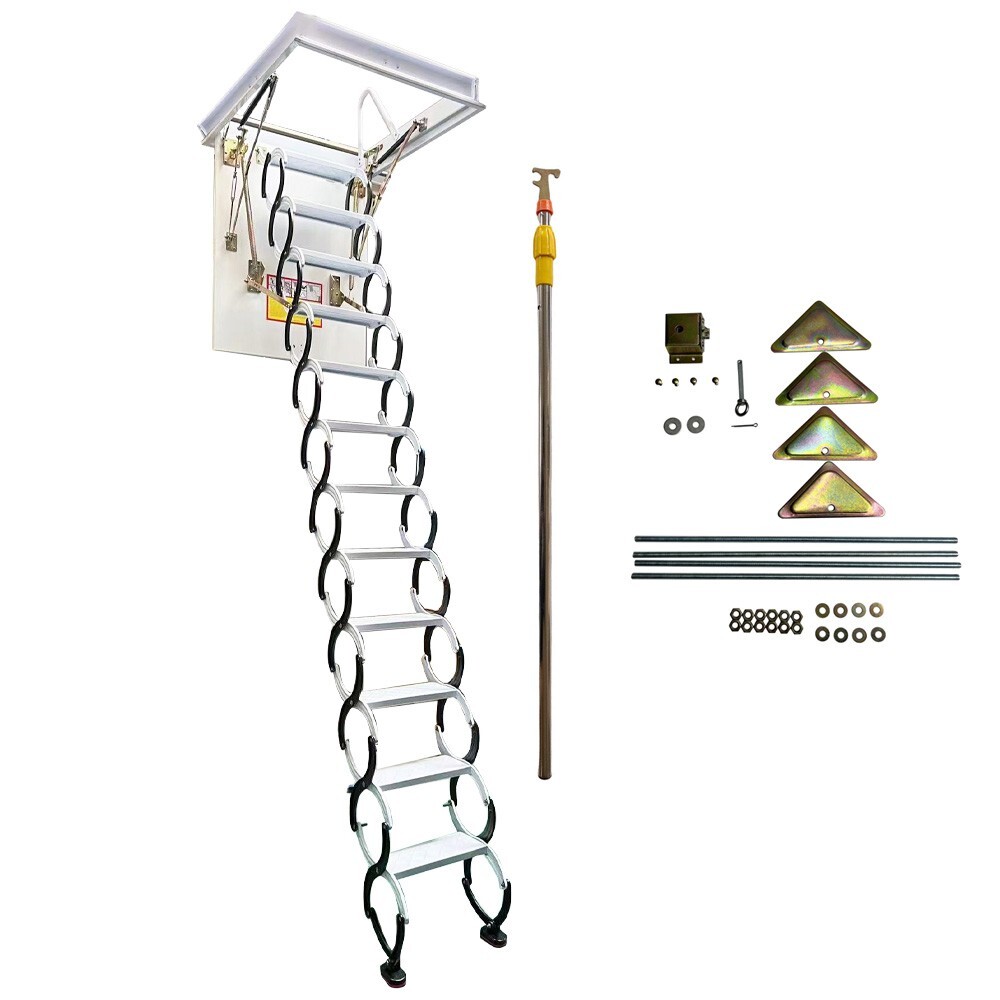 Attic Ladder Attic Pull Down Ceiling Ladder Access Stairs Carbon Steel Folding
