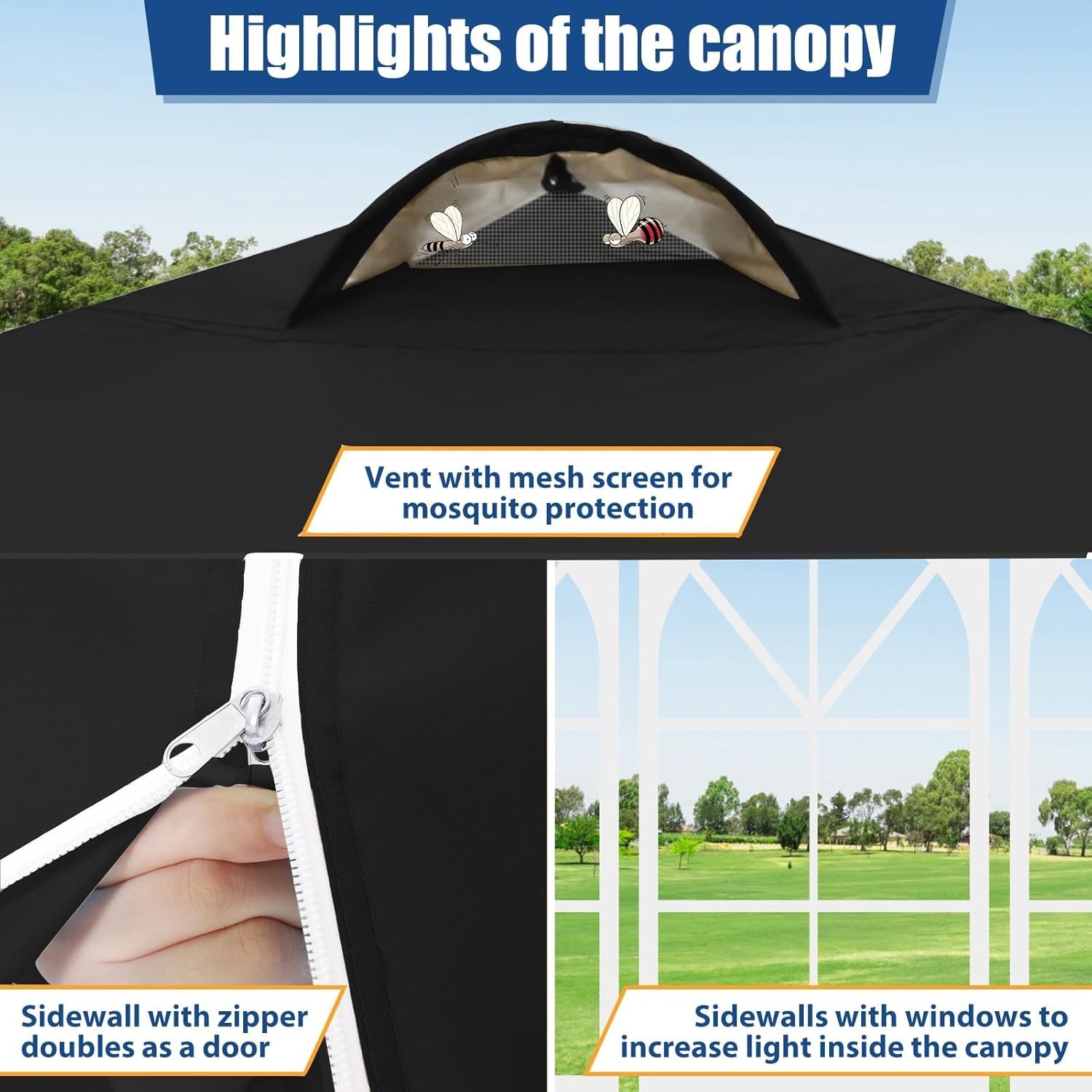 10x10 Pop Up Canopy Tent with 4 Removable Sidewalls，One Push Setup Waterproof#