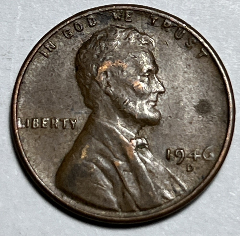 1946 D Wheat Penny Error Cracked Planchet Error
