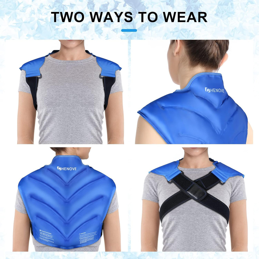 Chenove Ice Pack for Shoulders Upper Back with Strap, Neck and Shoulder Ice Pack
