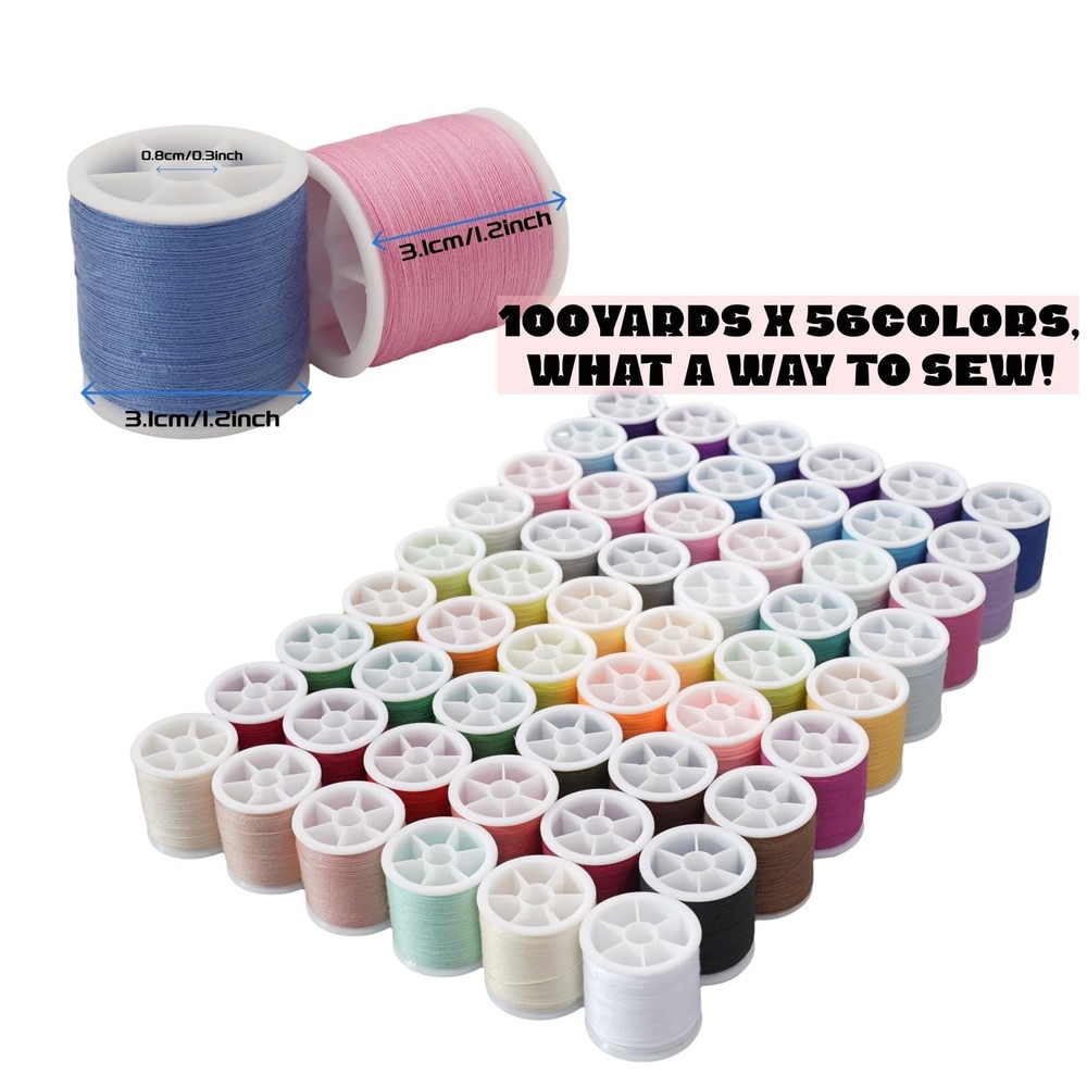 56 Spools Sewing Thread Kit for Hand Sewing and Machine Sewing Use, Colorful ...