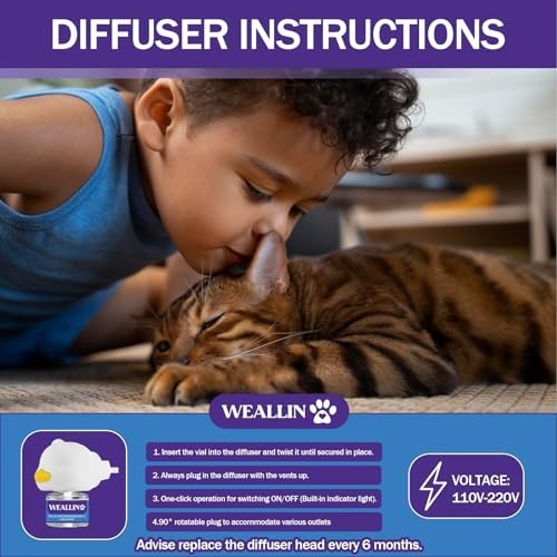 6 Pack Cat Calming Diffuser Refills - Pheromone Stress Relief, 6 Month Supply