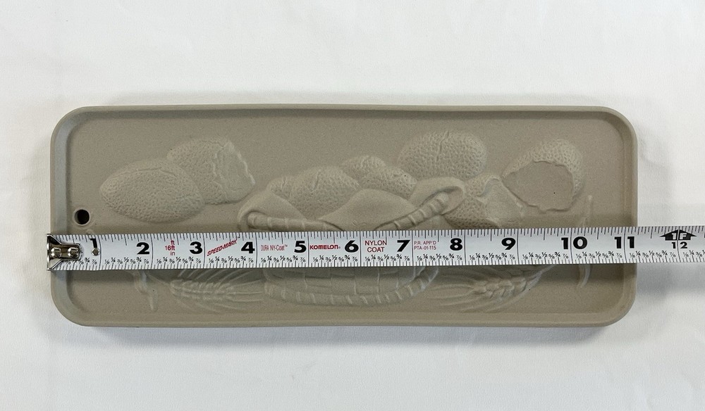 Vintage Earthenware Bread Warming Stone 3D Relief Design 11.25x4.25 Ceramic