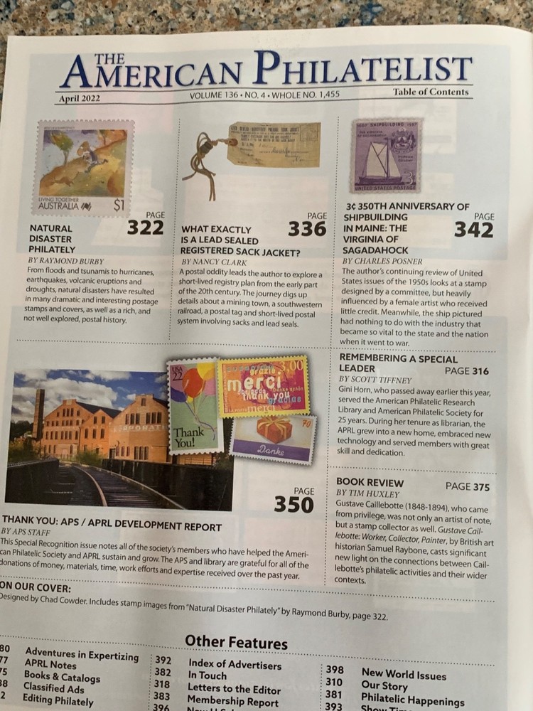 American Philatelist Magazine 2022, April