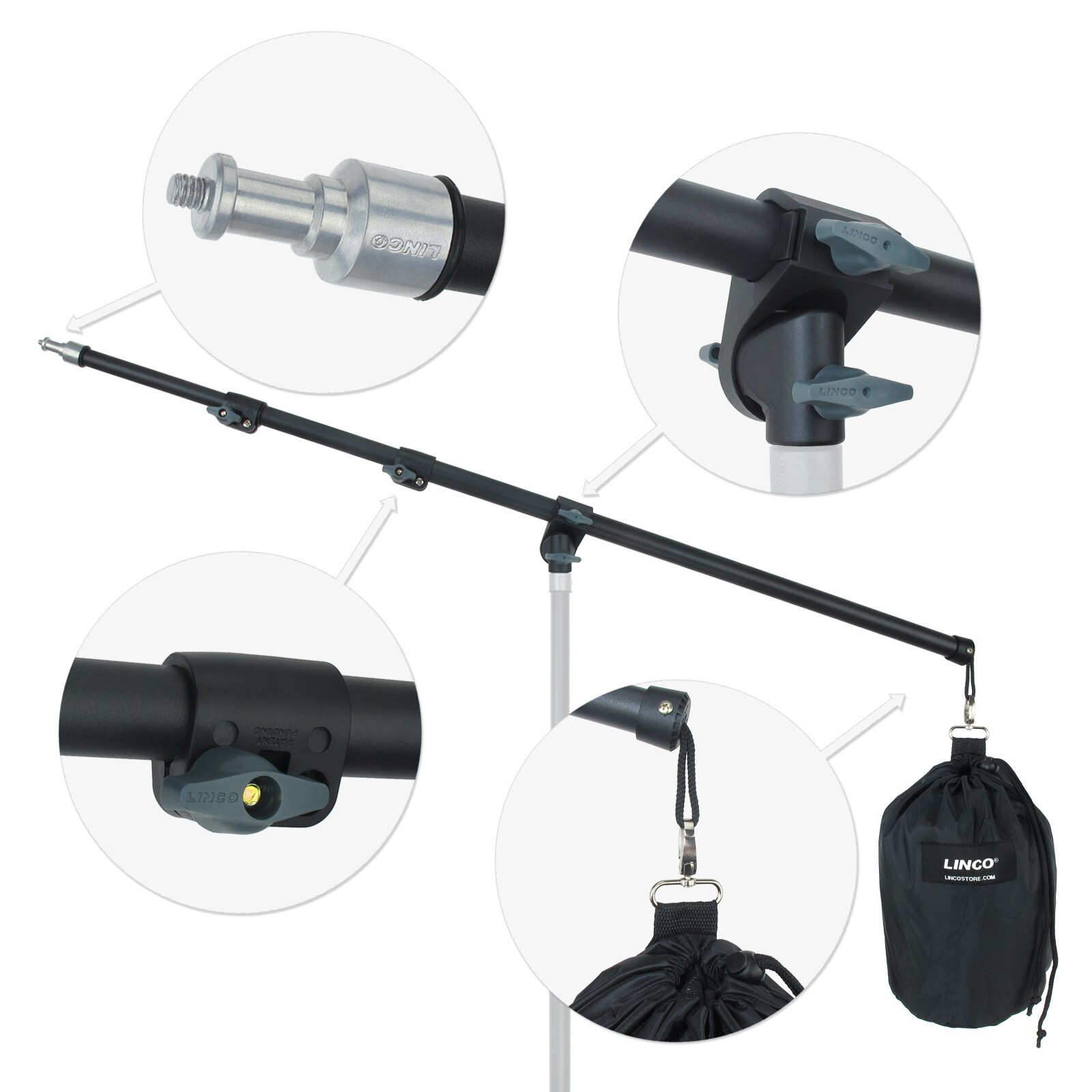 LINCO Zenith Photography Studio Softbox Photo Boom Arm Sand Bag & Tripod Clamp