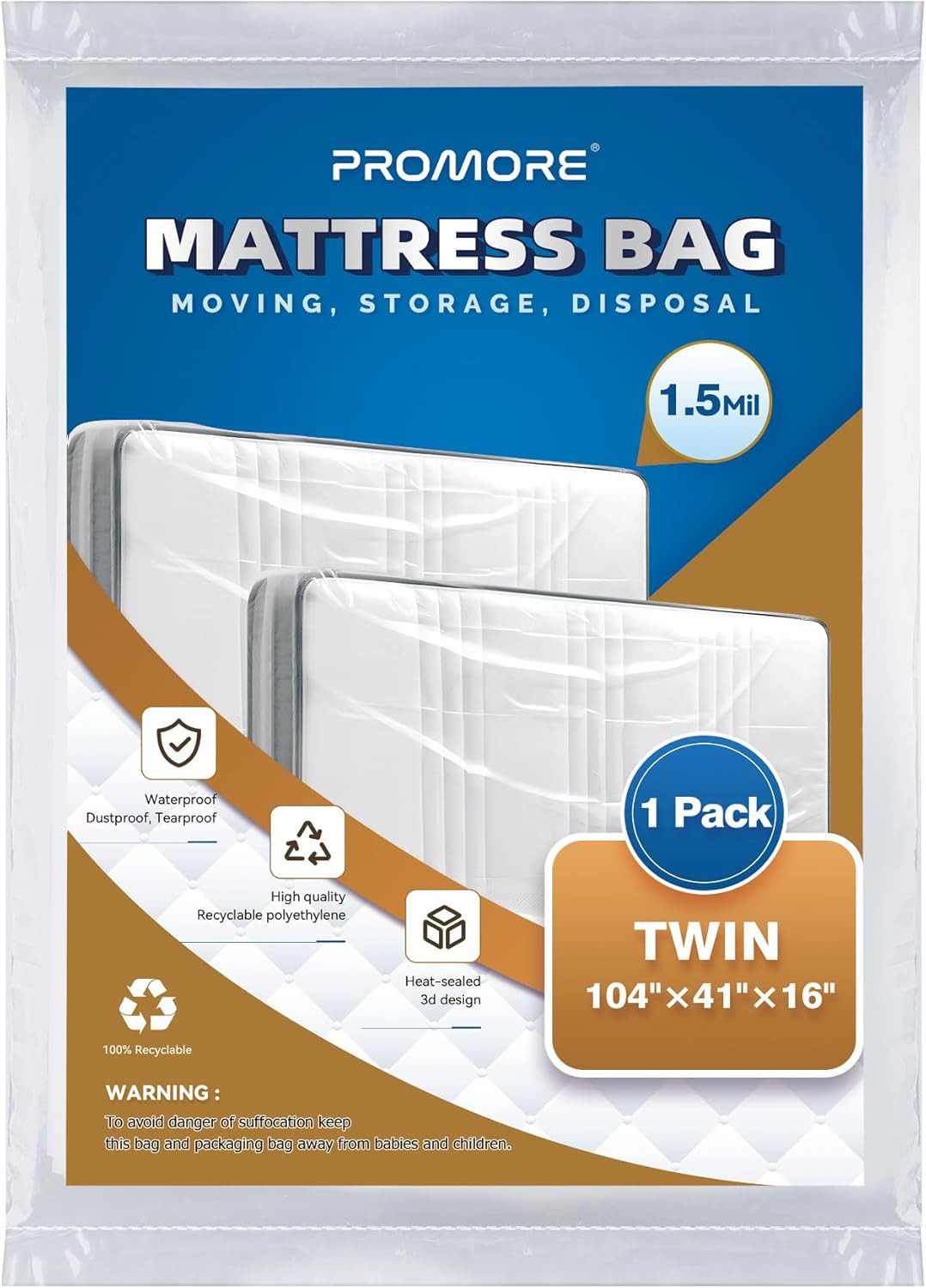 Plastic Mattress Storage Bag Waterproof Twin Full Queen King Moving Protector